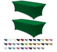 ABCCANOPY 2 Pack 6 FT Forest Green Spandex Table Cover Stretch Fitted Wrinkle Resistant Tablecloth Reuse for Rectangular Folding Table Patry Event Wedding Banquet Protector