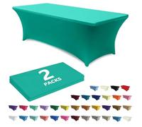 ABCCANOPY 2 Pack 6 FT Turquoise Spandex Table Cover Stretch Fitted Wrinkle Resistant Tablecloth Reuse for Rectangular Folding Table Patry Event Wedding Banquet Protector