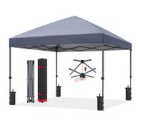 ABCCANOPY 3x3M Pop Up Gazebo Commercial Gazebo With Upgraded Roller Bag, 4 Weight Bags, Stakes and Ropes (Gray)