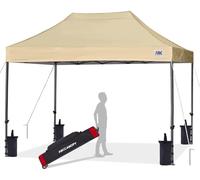 ABCCANOPY 3x4.5M Fully Waterproof Pop Up Gazebo With Upgraded Roller Bag, 4 Weight Bags, Stakes and Ropes (Beige)