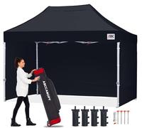 ABCCANOPY 3x4.5M Pop Up Gazebo Canopy Commercial Tents Market stall with 4 Removable Sidewalls and Roller Bag Bonus 4 Weight Bags (Black)