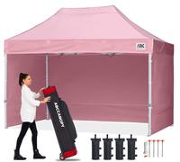 ABCCANOPY 3x4.5M Pop Up Gazebo Canopy Commercial Tents Market stall with 4 Removable Sidewalls and Roller Bag Bonus 4 Weight Bags (Pink)