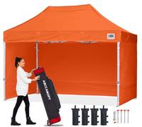 ABCCANOPY 3x4.5M Pop Up Gazebo Canopy Commercial Tents Market stall with 4 Removable Sidewalls and Roller Bag Bonus 4 Weight Bags (Orange)