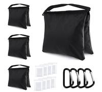 ABCCANOPY 4 Pack Industrial Grade Weights Bag for Photo Video Studio Stand, Gazebo, Backyard, Outdoor Patio, Sports, Hammock, Bonus Clips, Stripe (Black)
