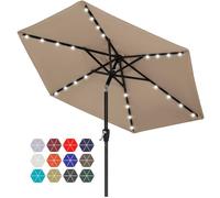 ABCCANOPY Durable Solar Led Patio Umbrellas with 24LED Lights 7.5FT with 6 Sturdy Ribs (Tan)