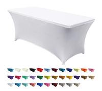 ABCCANOPY Spandex Tablecloths for 6 ft Home Rectangular Table Fitted Stretch Table Cover Polyester Tablecover Lash Bed Cover Table Toppers Massage Table Cover,White