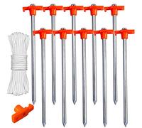 ABCCANOPY Tent Stakes 15" Camping Tent Stakes, 10pc-Pack (Orange)
