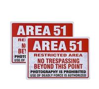 ABCDEFG - Area 51 Sign - 2 Pack Area 51 Sign Metal Wall Sign Plaque Warning, Alien, Conspiracy Theory Bar Signs for Home Bar - Man Cave Sign | Metal Signs Vintage UK | Metal Wall Signs