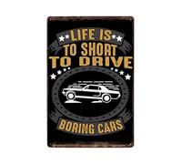 ABCDEFG - Metal Tin Signs - Cars Saying Life Classic Car Club Garage - Retro Tin Wall Decor for Garage Home, Home Bar Gifts for Men, UK Funny Metal Signs - Perfect Man Cave Accessories