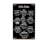 ABCDEFG - Metal Tin Signs - Coffee Menu - Retro Tin Wall Decor for Kitchen, Home Bar Gifts for Men, UK Funny Metal Signs - Perfect Man Cave Accessories