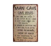 ABCDEFG - Metal Tin Signs - Man Cave Rule - Retro Tin Wall Decor for Garage Home, Home Bar Gifts for Men, UK Funny Metal Signs - Perfect Man Cave Accessories
