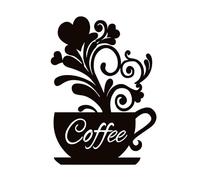 ABCDEFG Metal Wall Art - Coffee Cup - Black Metal Wall Art - Modern Living Room Decor, Coffee Bar & Kitchen Accent - Sleek Wall Artwork for Home