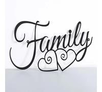 ABCDEFG Metal Wall Art - Family Word - Black Metal Wall Art - Modern Living Room Decor, Coffee Bar & Kitchen Accent - Sleek Wall Artwork for Home