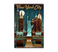 ABCDEFG New York USA Flag Club Toilet metal tin sign vintage wall plaque poster signs 20x30cm