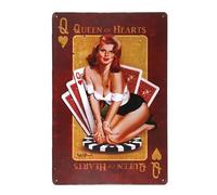 ABCDEFG - Pin Up Girl Sign - Queen of hearts vintage coffee pin up poster garage rat rod stickers - Bar Signs for Home Bar - Man Cave Sign | Metal Signs Vintage UK | Metal Wall Signs