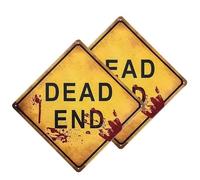ABCDEFG - Warning Sign - 2 Pack DEAD END. A Real Sign - Bar Signs for Home Bar - Man Cave Sign | Metal Signs Vintage UK | Metal Wall Signs | Funny Metal Signs