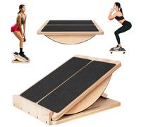ABCDLIFE 2-in-1 Fitness Slant Board for Calf Stretching Adjustable Incline Board for Mobility, Rehab, Yoga, Pilates, Planter Fasciitis Calf Stretcher Balance Board for Feet Heel Ankle - Portable