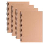 ABCDPP 4 Packs Spiral Notepad A5, A5 Notebook, 100 Pages/50 Sheets Kraft Cover Wirebound Notebooks Bulk Journals, 14 CM * 21 CM