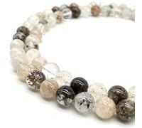 ABCGEMS Brazilian Snowflake Phantom Quartz Beads (Exquisite Chlorite Inclusions) Crystal Chakra Energy Stone Smooth Round 8mm