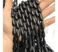 [ABCgems] Russian-Karelian Shungite AKA Type-III Regular Shungite (Guaranteed Electrical Conductivity-Mohs Hardness 4) 10X30mm Smooth Tear Drop Natural Gemstone Healing Energy Beads
