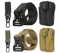 abcGoodefg 2 Pack Tactical Belts & EDC Belt Pouch & Duty Belt Key Holder, Quick Release Belt Utility Belt Men Work, Mens Nylon Belt Hiking Belt