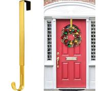 ABCHCHS Wreath Hanger for Front Door - Adjustable Length 15-25 Inch Metal Door Hanger - 20 lbs Larger - Over Door Hooks for Hanging Welcome Sign- Wreath Holder for Christmas Decorations（Gold