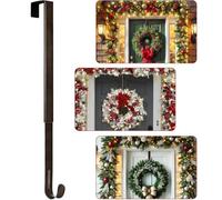 ABCHCHS Wreath Hanger for Front Door - Adjustable Length 15-25 Inch Metal Door Hanger - 20 lbs Larger - Over Door Hooks for Hanging Welcome Sign- Wreath Holder for Christmas Decorations（Nickel