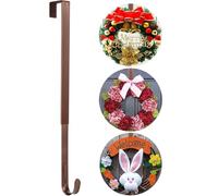 ABCHCHS Wreath Hanger for Front Door - Adjustable Length 15-25 Inch Metal Door Hanger - 20 lbs Larger - Over Door Hooks for Hanging Welcome Sign- Wreath Holder for Christmas Decorations（Bronze