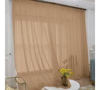ABCHOME Brown Sheer Curtains 84 Inches Long 2 Panels,Rod Pocket Voile Semi Sheer Window Curtains for Kitchen, Bedroom and Living Room (Brown, 52 W x 84 L)