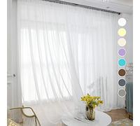 ABCHOME Ivory Sheer Curtains 84 Inches Long 2 Panels,Rod Pocket Voile Semi Sheer Window Curtains for Kitchen, Bedroom and Living Room (Ivory,52 W x 84 L)