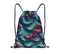 abcklkd 3D Magical Dragon Scales Pattern Print Portable Waterproof Gym Sack Foldable Drawstring Backpack Sports Travel for Men Women
