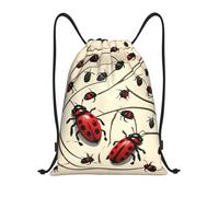 abcklkd Art Ladybug Print Portable Waterproof Gym Sack Foldable Drawstring Backpack Sports Travel for Men Women