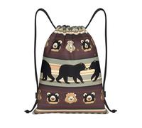abcklkd Bear Print Portable Waterproof Gym Sack Foldable Drawstring Backpack Sports Travel for Men Women