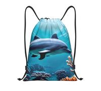 abcklkd Beautiful Underwater World Dolphins Coral Print Portable Waterproof Gym Sack Foldable Drawstring Backpack Sports Travel for Men Women