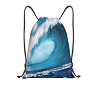 abcklkd Big Ocean Wave HD Print Portable Waterproof Gym Sack Foldable Drawstring Backpack Sports Travel for Men Women