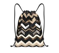 abcklkd Black White Tan Zigzag Print Portable Waterproof Gym Sack Foldable Drawstring Backpack Sports Travel for Men Women