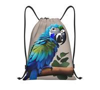 abcklkd Blue Parrot Hugging 1 Print Portable Waterproof Gym Sack Foldable Drawstring Backpack Sports Travel for Men Women