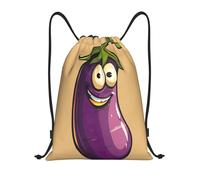 abcklkd Cartoon Eggplant Print Portable Waterproof Gym Sack Foldable Drawstring Backpack Sports Travel for Men Women