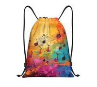 abcklkd Colorful Music Notes Print Portable Waterproof Gym Sack Foldable Drawstring Backpack Sports Travel for Men Women