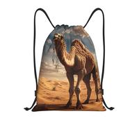 abcklkd Desert Sand Camel Print Portable Waterproof Gym Sack Foldable Drawstring Backpack Sports Travel for Men Women