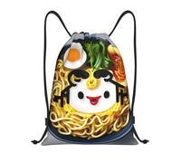 abcklkd Egg Cup Noodle Ramen Print Portable Waterproof Gym Sack Foldable Drawstring Backpack Sports Travel for Men Women