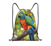 abcklkd Fantastic Parrot Feather Print Portable Waterproof Gym Sack Foldable Drawstring Backpack Sports Travel for Men Women