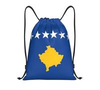 abcklkd Flag of Kosovo Print Portable Waterproof Gym Sack Foldable Drawstring Backpack Sports Travel for Men Women