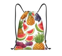 abcklkd Fresh Juicy Fruits Pineapple Berries Grape Orange Print Portable Waterproof Gym Sack Foldable Drawstring Backpack Sports Travel for Men Women