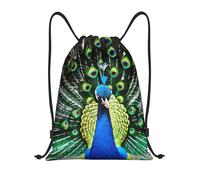 abcklkd Fresh peacock Print Portable Waterproof Gym Sack Foldable Drawstring Backpack Sports Travel for Men Women
