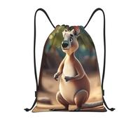abcklkd Funny Cartoon Kangaroo Zoo (2) Print Portable Waterproof Gym Sack Foldable Drawstring Backpack Sports Travel for Men Women