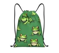 abcklkd Funny Green Frogs Print Portable Waterproof Gym Sack Foldable Drawstring Backpack Sports Travel for Men Women
