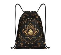 abcklkd Gold Lotus Flowers Print Portable Waterproof Gym Sack Foldable Drawstring Backpack Sports Travel for Men Women