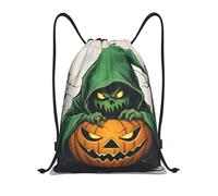 abcklkd Green Ghost Horror Halloween Pumpkin 1 Print Portable Waterproof Gym Sack Foldable Drawstring Backpack Sports Travel for Men Women