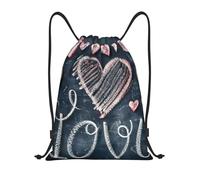 abcklkd I Love You Words with Hearts Print Portable Waterproof Gym Sack Foldable Drawstring Backpack Sports Travel for Men Women